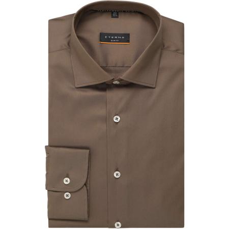 ETERNA Performance Overhemd bruin, Effen