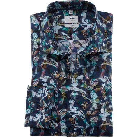 OLYMP Level Five Overhemd marine/groen, Motief