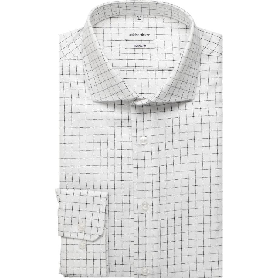 Seidensticker Overhemd wit, Ruit Wit