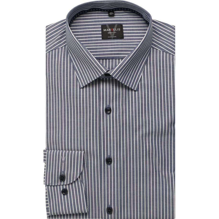 Marvelis Overhemd marine, Gestreept Blauw