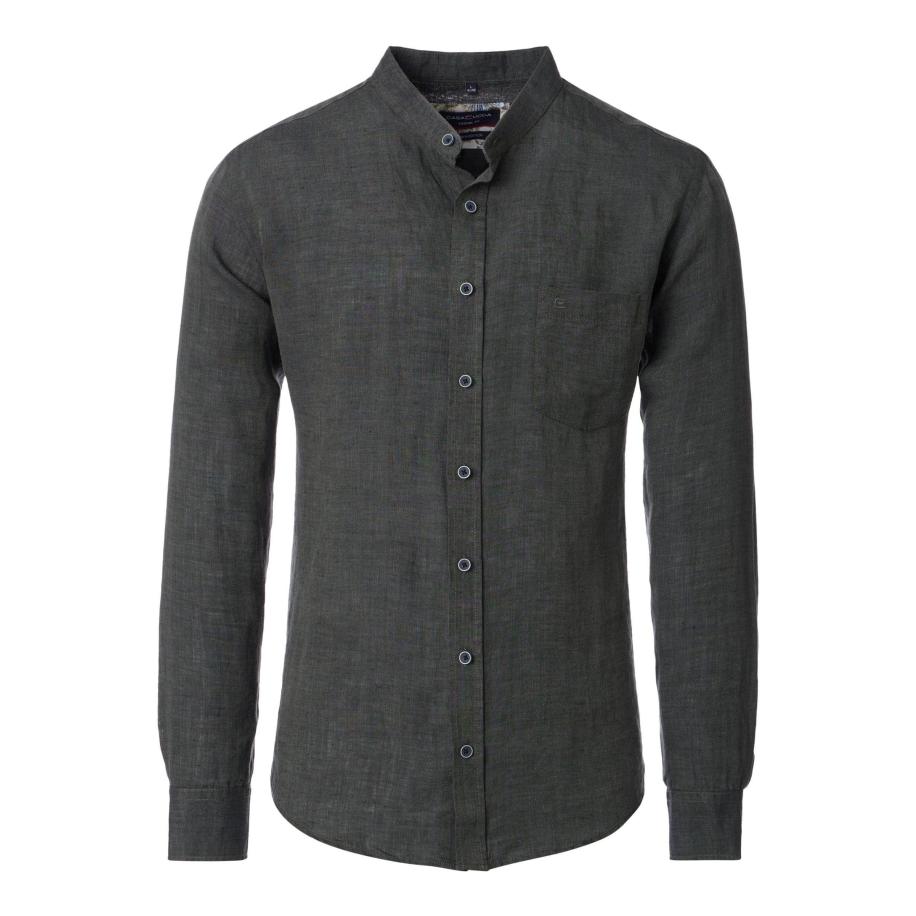 Casa Moda Linnen Overhemd groen, Effen Groen