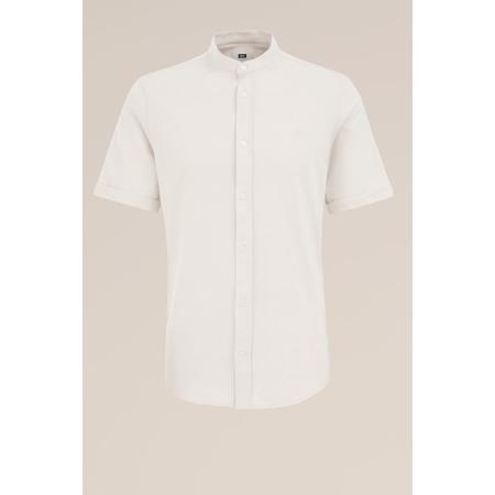 Fundamentals heren piqué jersey overhemd met stretch - Slim Fit - Beige - Katoen - Maat: XL