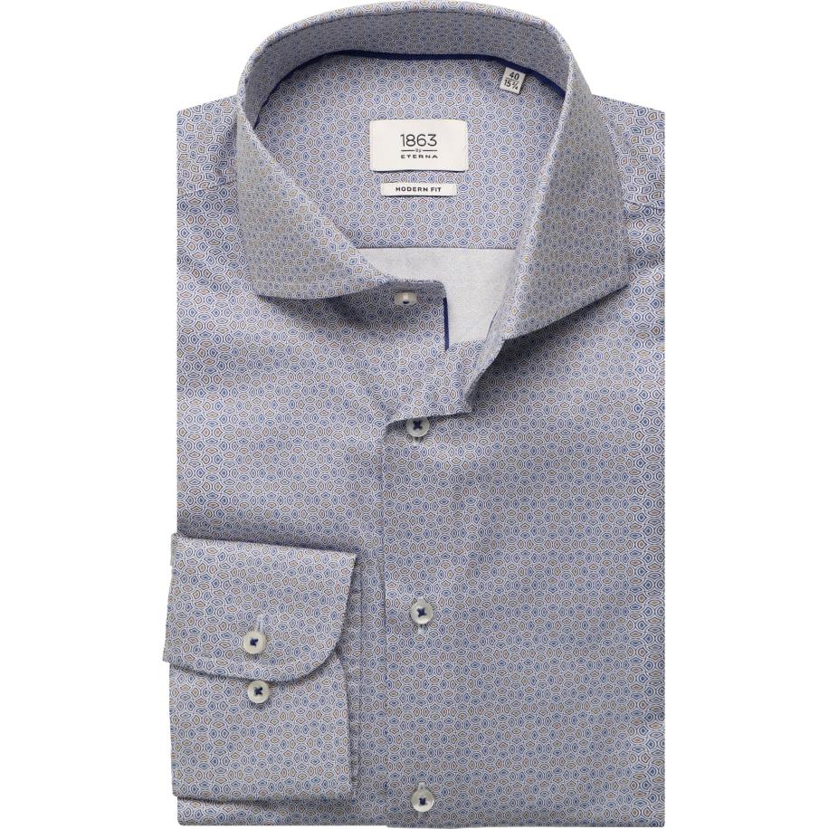 ETERNA 1863 Overhemd beige-bruin, Bedrukt Bruin