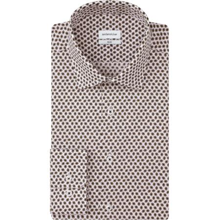 Seidensticker Overhemd wit/bruin, Bedrukt