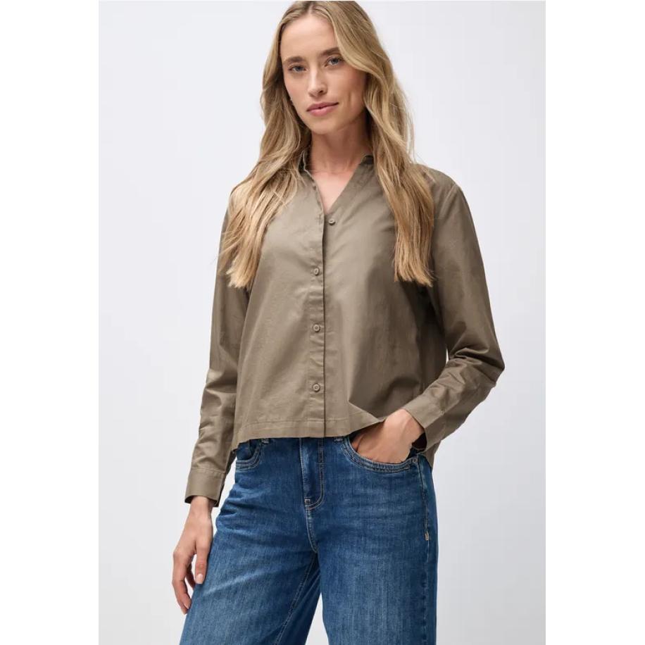 Street One Twill overhemd blouse Bruin