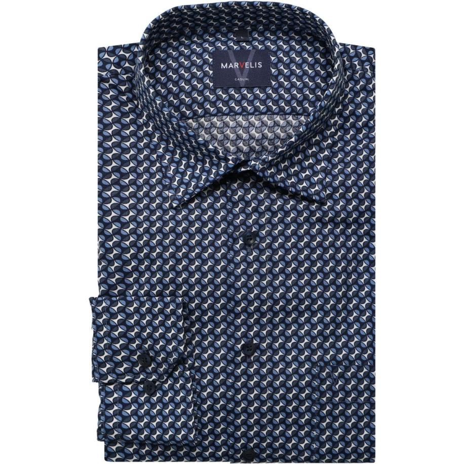 Marvelis Casual Overhemd marine, Motief Blauw