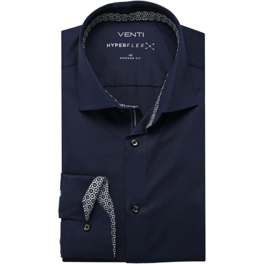 Venti Hyperflex Overhemd blauw, Faux-uni Blauw