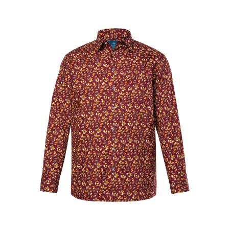 Boston Park Boston Park Overhemd petrol / oranje / wijnrood / wit