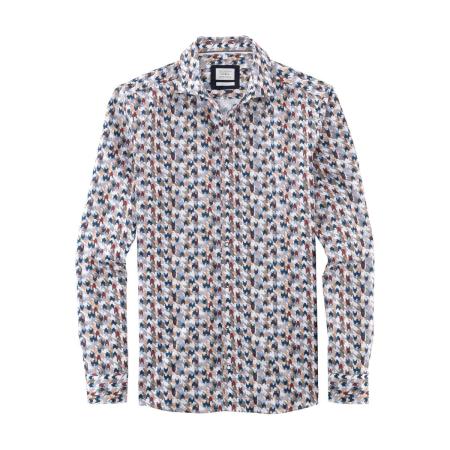 OLYMP Level Five Smart Casual Overhemd grijs, Motief