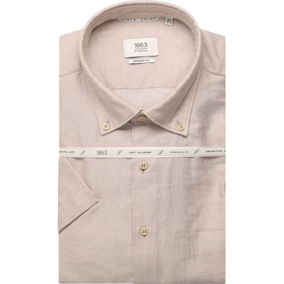 ETERNA 1863 Linnen Overhemd champagne, Effen Goud