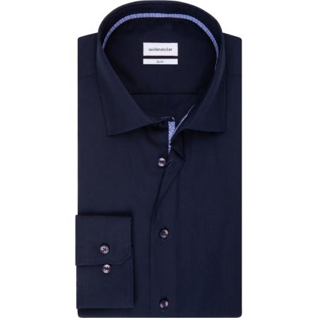 Seidensticker Overhemd donkerblauw, Effen