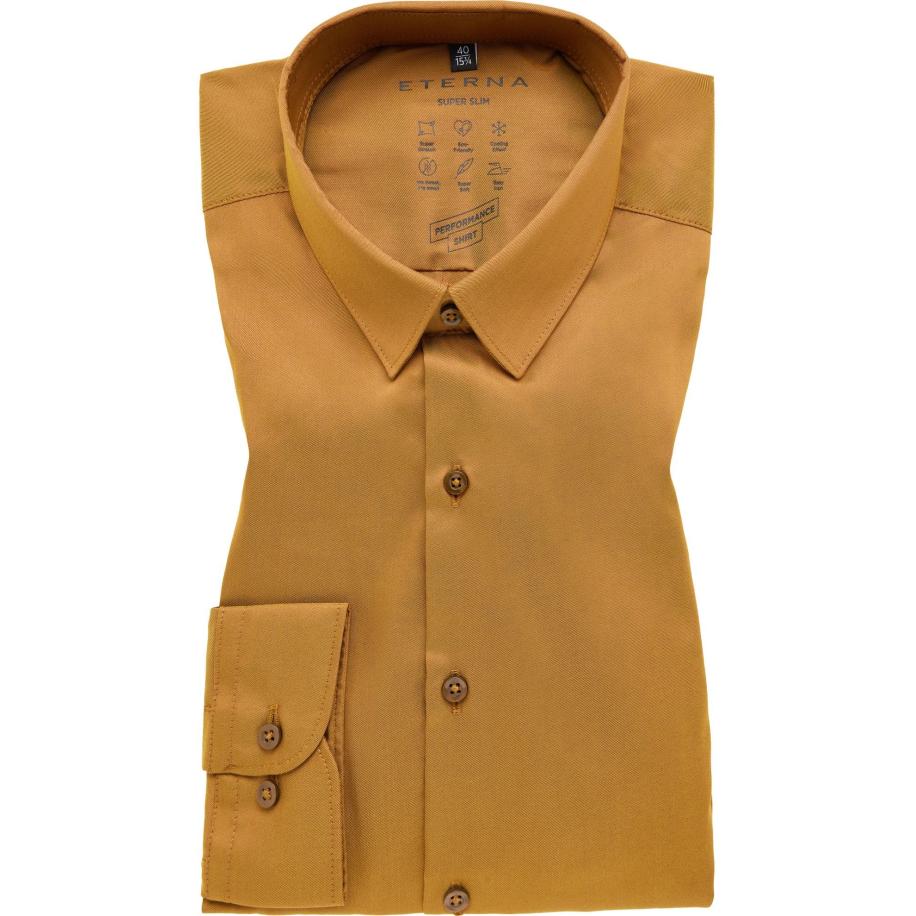 ETERNA Performance Overhemd geel, Effen Geel