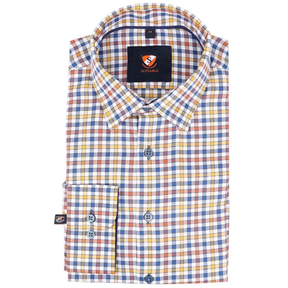 Suitable Overhemd Rood Gele Ruiten Geel