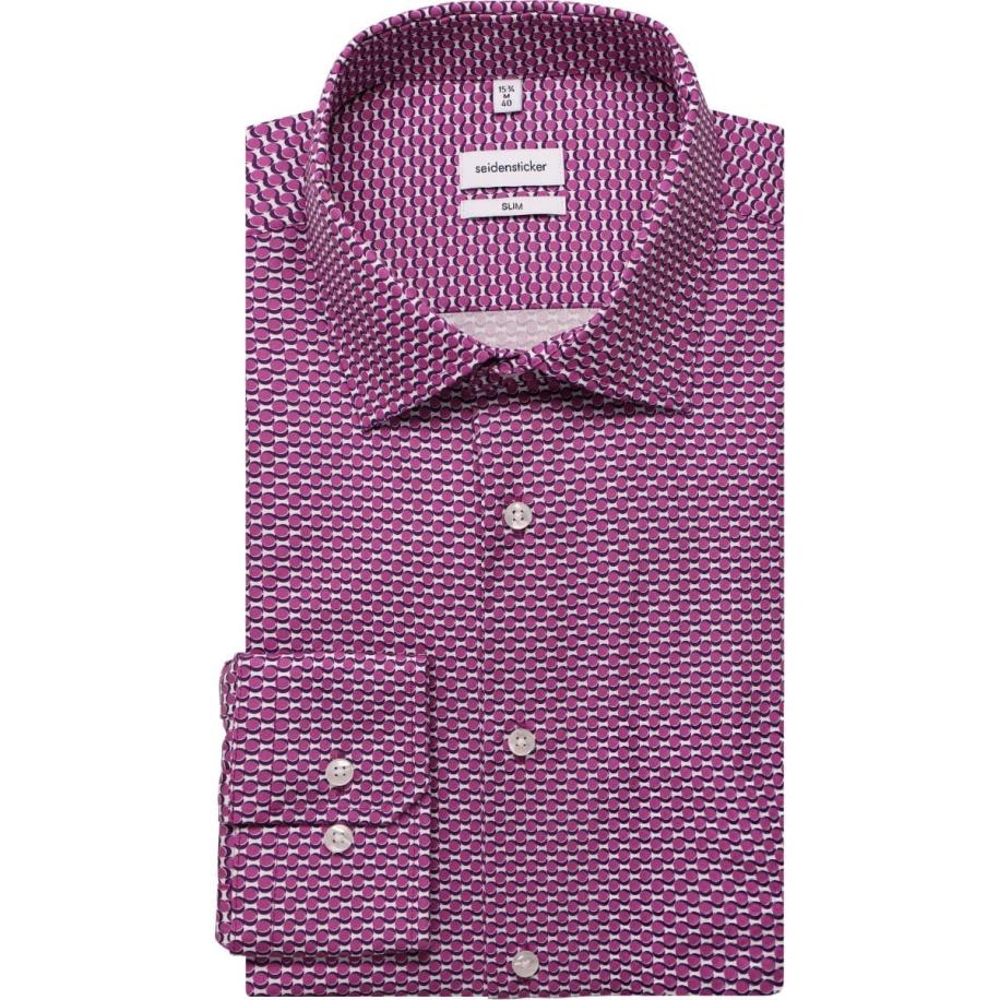 Seidensticker Overhemd rood, Bedrukt Rood