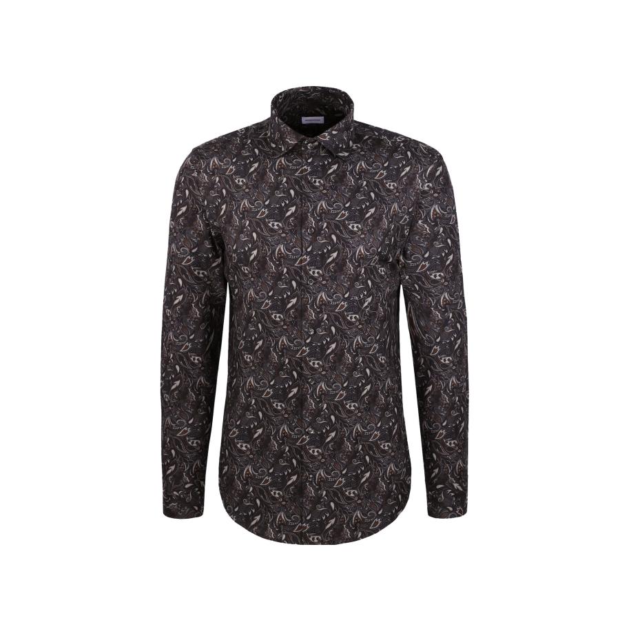 SEIDENSTICKER Zakelijk overhemd Schwarze Rose marine / roestbruin / grijs Blauw