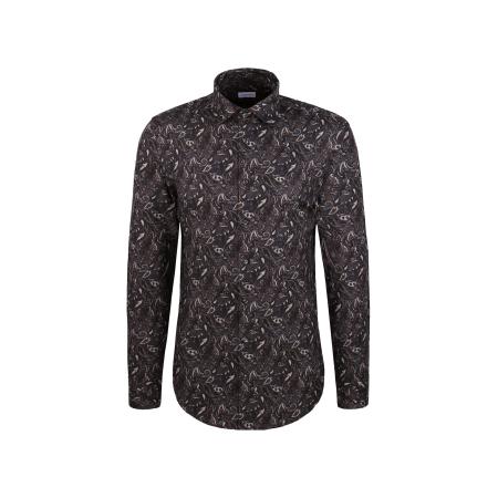 SEIDENSTICKER Zakelijk overhemd Schwarze Rose marine / roestbruin / grijs