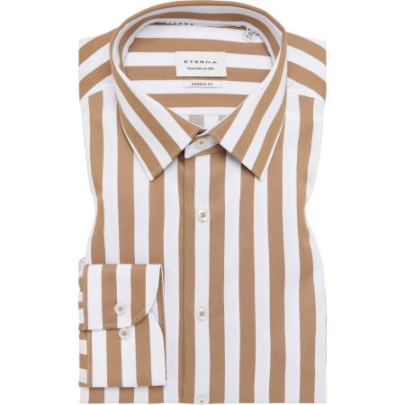 ETERNA Overhemd bruin, Gestreept