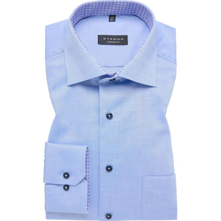 ETERNA Overhemd blauw, Effen Blauw