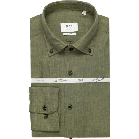 ETERNA 1863 Linnen Overhemd groen, Effen
