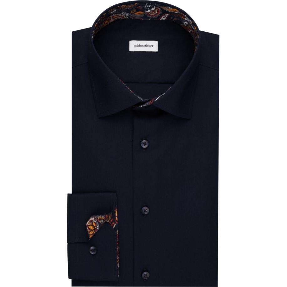 Seidensticker Overhemd donkerblauw, Effen Blauw