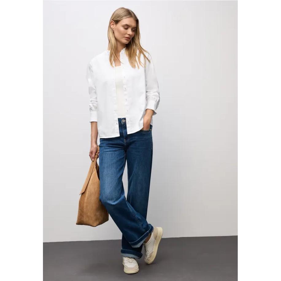 Street One Katoenen blouse met ruches Wit