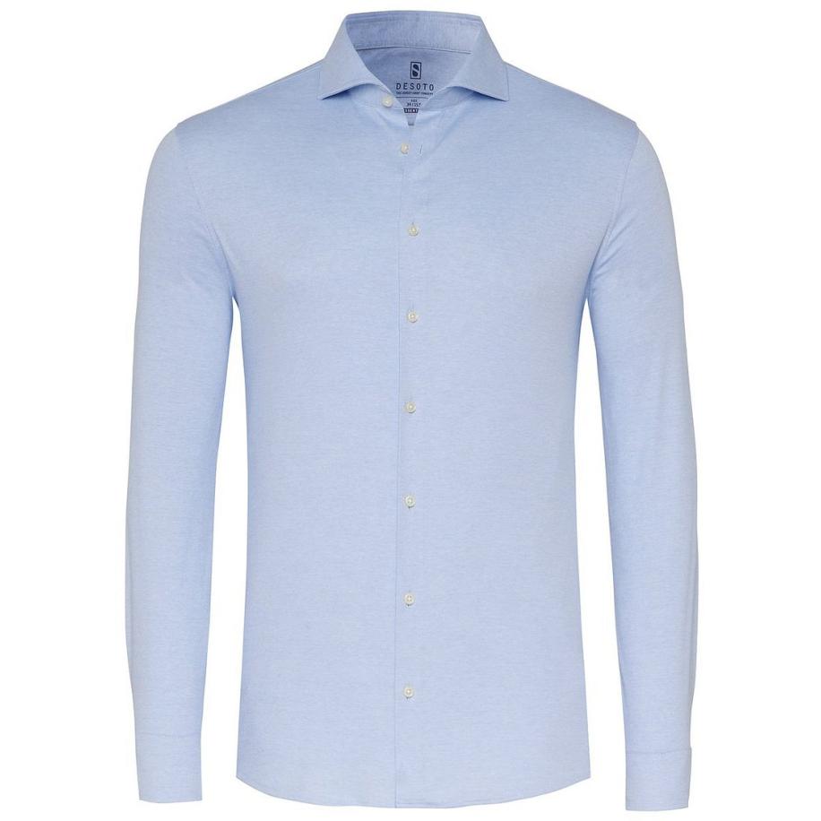 Desoto Essential Overhemd Hai Piqué Lichtblauw Blauw