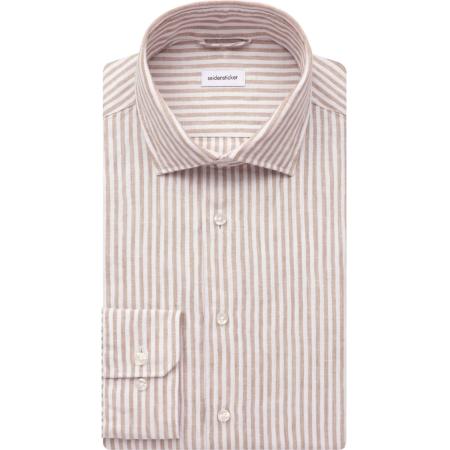 Seidensticker Linnen Overhemd beige, Gestreept