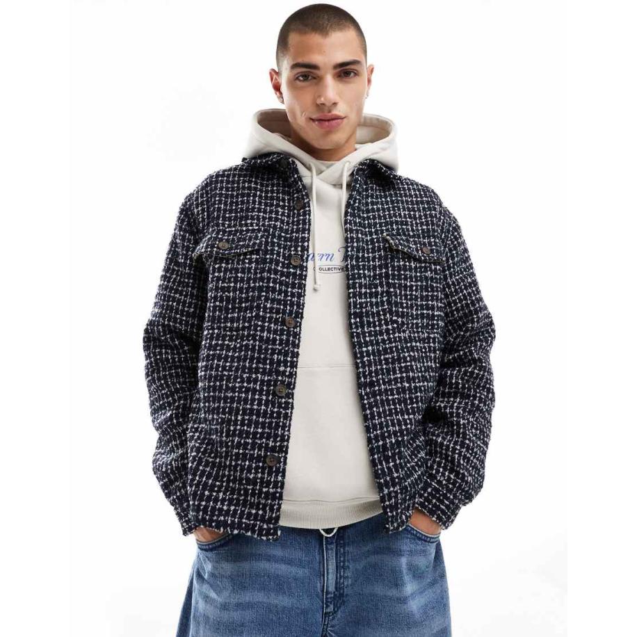 Cotton On - Beckley - Overshirt in marineblauw rasterpatroon Blauw