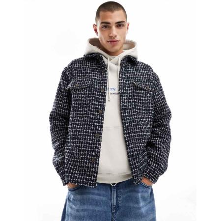 Cotton On - Beckley - Overshirt in marineblauw rasterpatroon