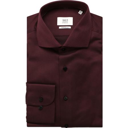 ETERNA 1863 Overhemd donkerrood, Gestructureerd