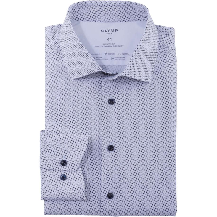 OLYMP Luxor 24/Seven Overhemd taupe, Motief Bruin