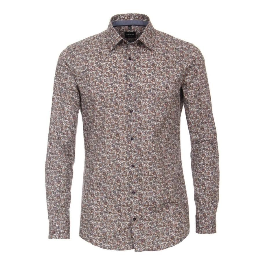 Venti Overhemd bruin, Bedrukt Blauw