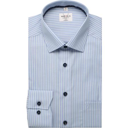 Marvelis Overhemd blauw, Gestreept