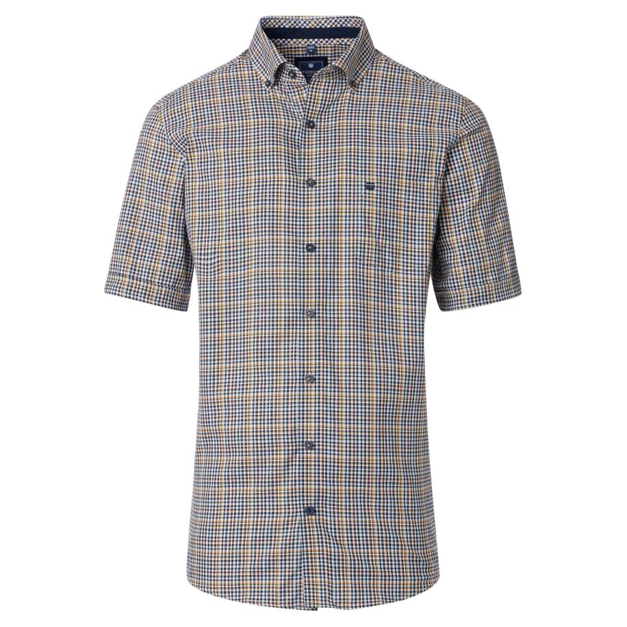 Redmond Casual Overhemd Korte mouw geel Geel