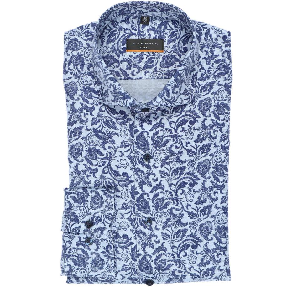 ETERNA Overhemd marine, Bedrukt Blauw