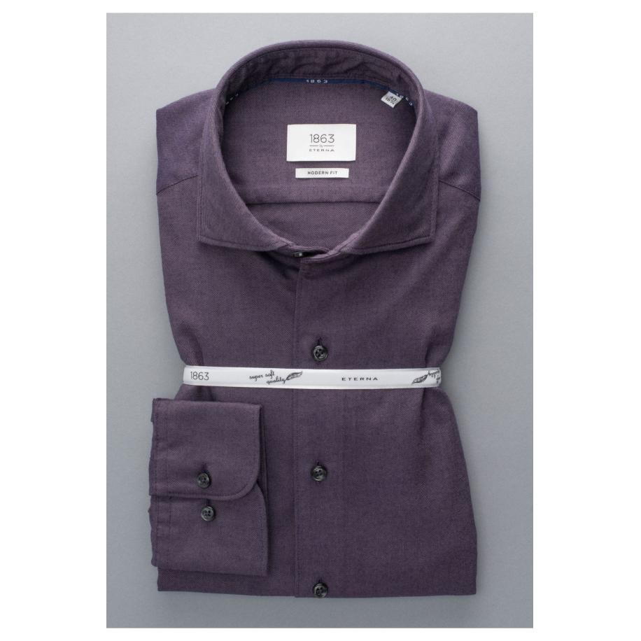 ETERNA 1863 Flanellen Overhemd beige-bruin, Effen Paars