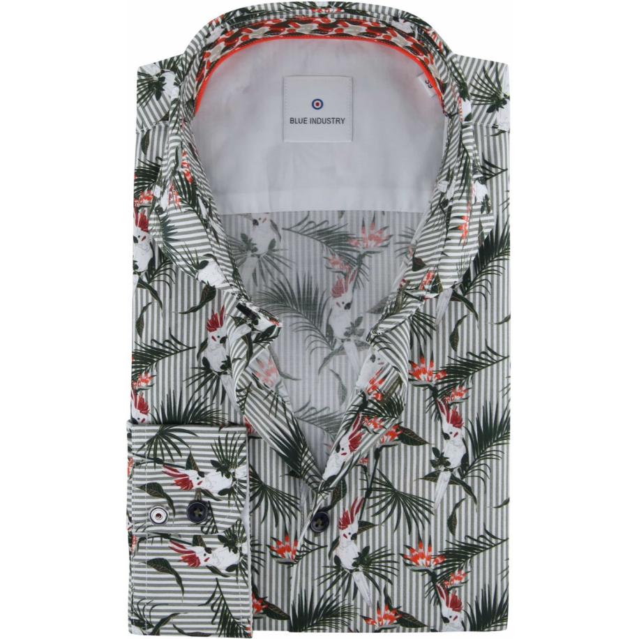 Blue Industry Overhemd Papegaai Groen Groen
