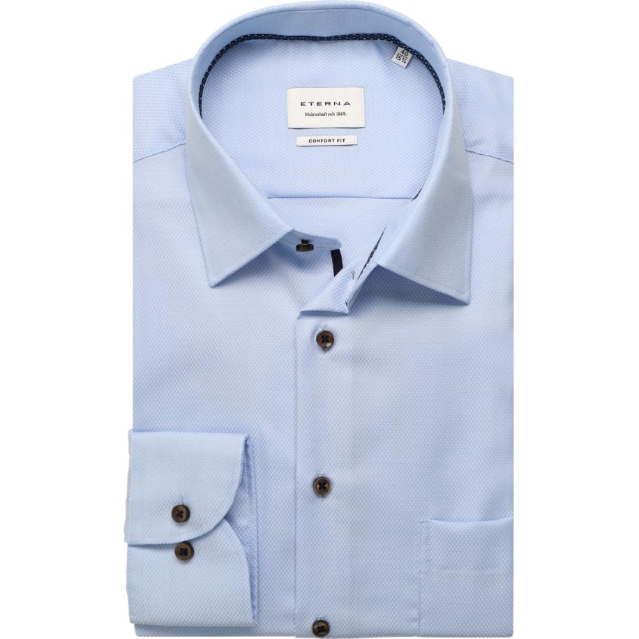 ETERNA Overhemd hemelsblauw, Gestructureerd Blauw
