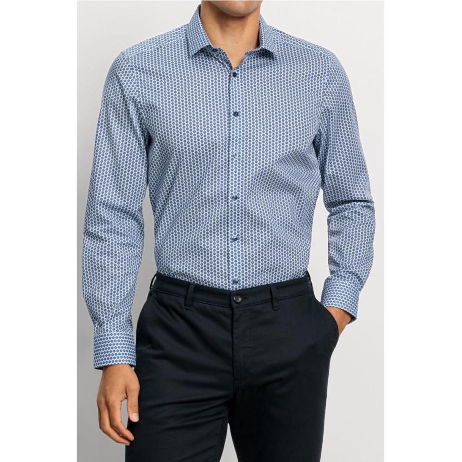 OLYMP Level Five Overhemd blauw, Bedrukt Blauw