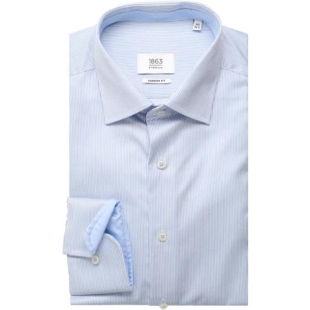ETERNA 1863 Overhemd middenblauw, Gestreept