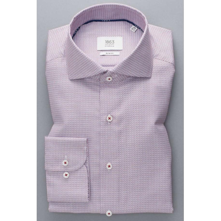 ETERNA 1863 Overhemd donkerrood, Gestructureerd Multicolor
