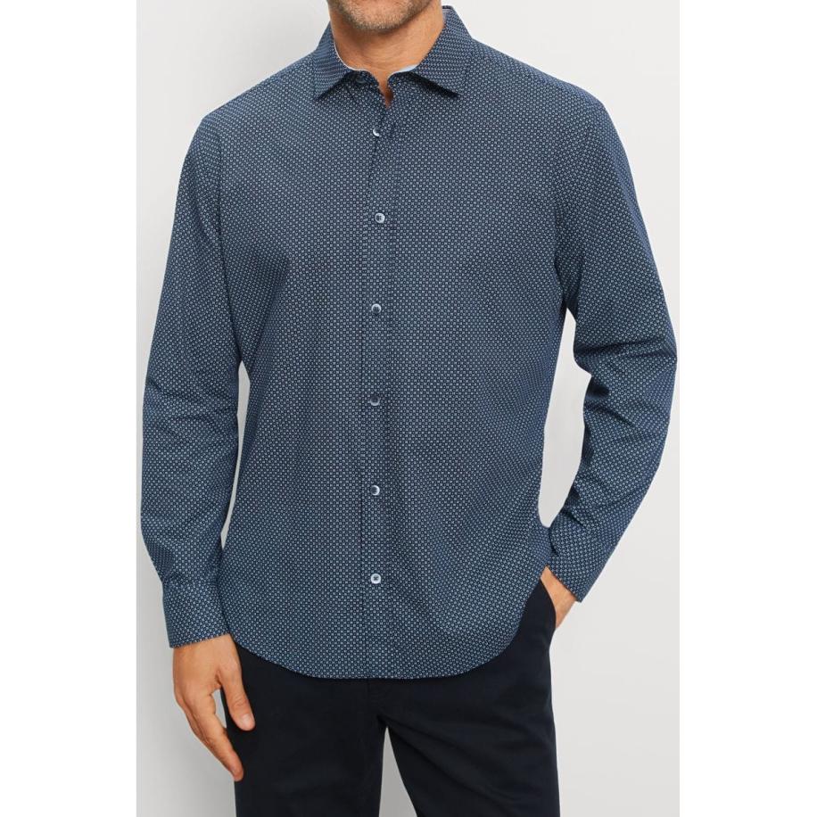 OLYMP Casual Overhemd marine, Bedrukt Blauw
