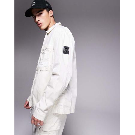 Marshall Artist - Seafield - Utility overhemd in crème, deel van co-ord set-Neutraal