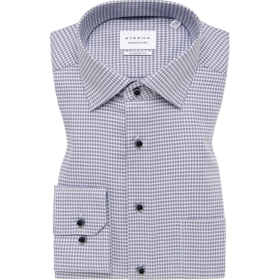 ETERNA Overhemd staalgrijs, Gestructureerd Grijs