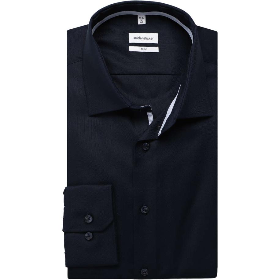 Seidensticker Overhemd donkerblauw, Effen Blauw