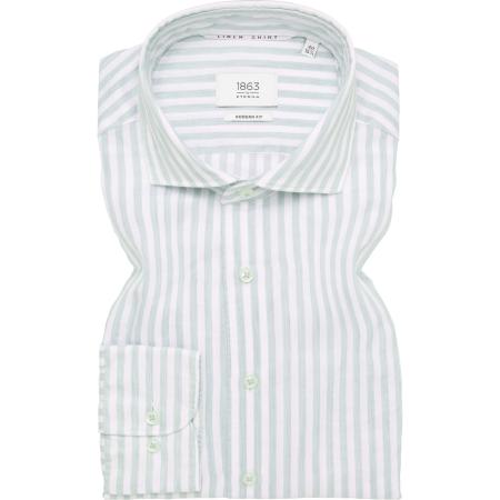 ETERNA 1863 Linnen Overhemd groen, Gestreept