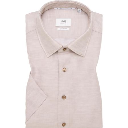 ETERNA 1863 Linnen Overhemd beige-bruin, Effen