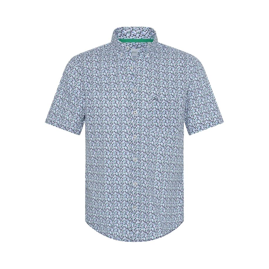 Brax Linnen Overhemd, Bedrukt Groen