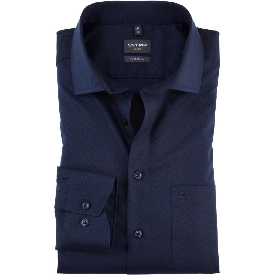OLYMP Luxor Overhemd marine, Effen Blauw