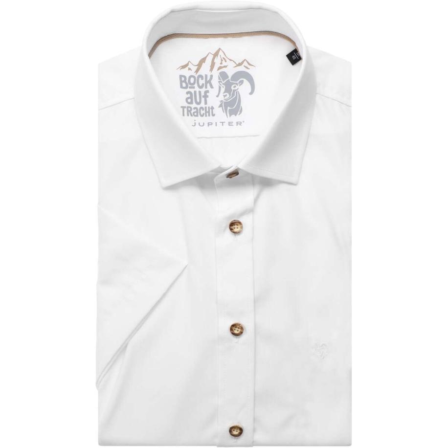 Jupiter Traditioneel overhemd Korte mouw wit Wit